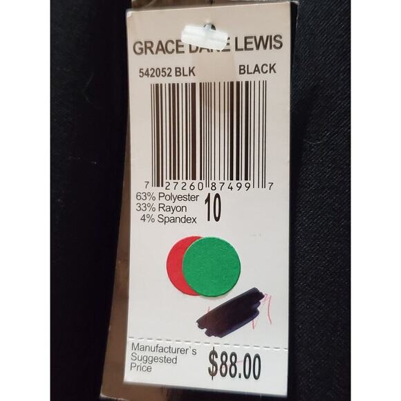 Grace Dane Lewis Women's Black Polyester Flat Front Vented Mini Skirt Size 10 - Picture 4 of 9